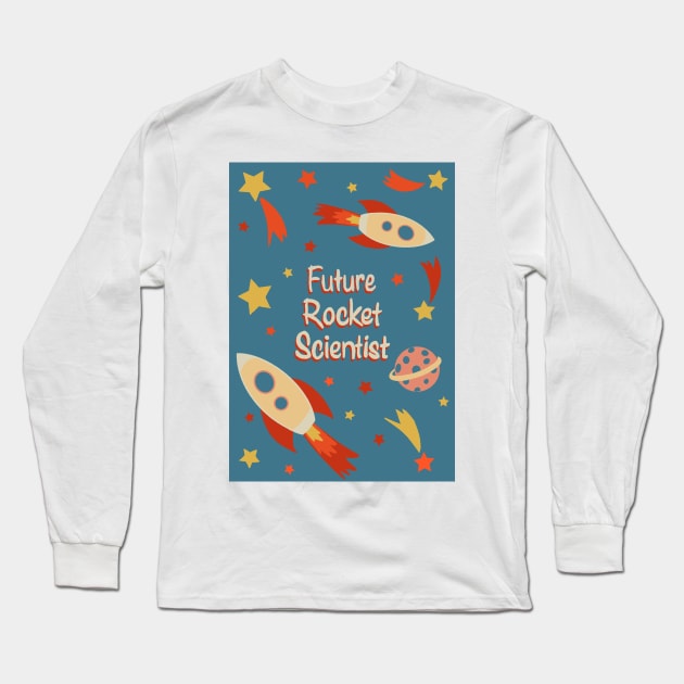 Future Rocket Scientist fun retro print Long Sleeve T-Shirt by NattyDesigns